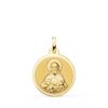 18K ESCAPULARIO ORO AMARILLO VIRGEN DEL CARMEN Y CORAZON DE JESUS EN BRILLO 18 MM - Imagen 3