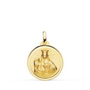 18K MEDALLA ORO AMARILLO VIRGEN MARIA DEL CARMEN BISEL 18 MM