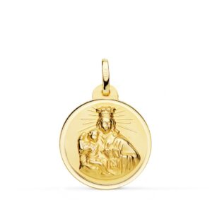 18K MEDALLA ORO AMARILLO VIRGEN MARIA DEL CARMEN 22 MM
