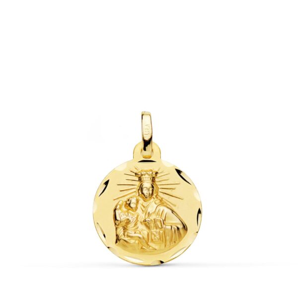 18K ESCAPULARIO ORO AMARILLO CORAZON DE JESUS Y VIRGEN DEL CARMEN ORO AMARILLO TALLADO 16 MM - Imagen 2