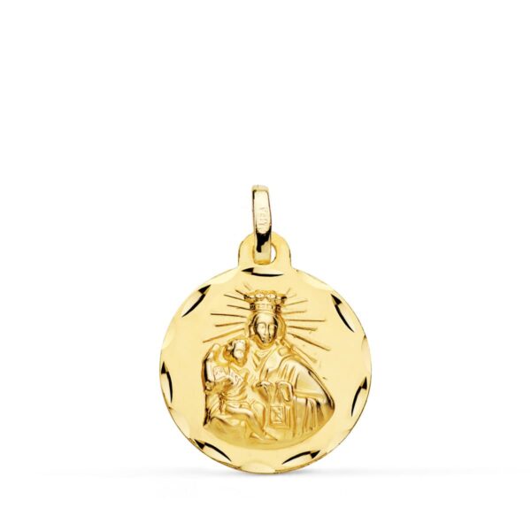 18K ESCAPULARIO ORO AMARILLO CORAZON DE JESUS Y VIRGEN DEL CARMEN TALLADO ORO AMARILLO 18 MM - Imagen 2