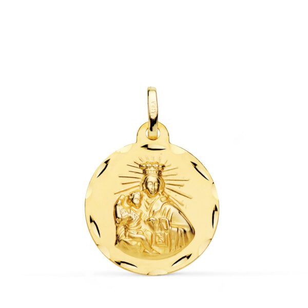 18K ESCAPULARIO ORO AMARILLO CORAZON DE JESUS Y VIRGEN DEL CARMEN TALLADO ORO AMARILLO 20 MM - Imagen 3