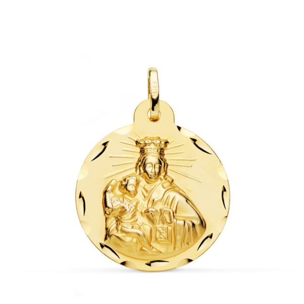 18K ESCAPULARIO ORO AMARILLO CORAZON DE JESUS Y VIRGEN DEL CARMEN TALLADO ORO AMARILLO 24 MM - Imagen 2