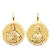 18K ESCAPULARIO ORO AMARILLO VIRGEN DEL CARMEN Y CORAZON DE JESUS EN BRILLO 24 MM