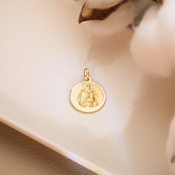 18K ESCAPULARIO ORO AMARILLO VIRGEN DEL CARMEN Y CORAZON DE JESUS BISEL 18 MM - Imagen 3