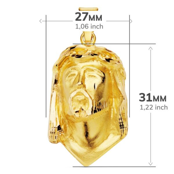 18K COLGANTE ORO AMARILLO CABEZA DE CRISTO DE LAGRIMA 28X17 MM - Imagen 3