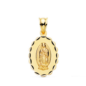 18K MEDALLA ORO AMARILLO VIRGEN DE GUADALUPE TALLA CLASICA OVAL 21X15 MM