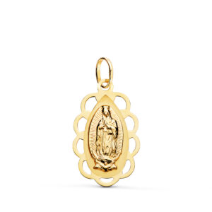 18K MEDALLA ORO AMARILLO VIRGEN DE GUADALUPE OVAL CALADA. MEDIDA: 26 X 16MM
