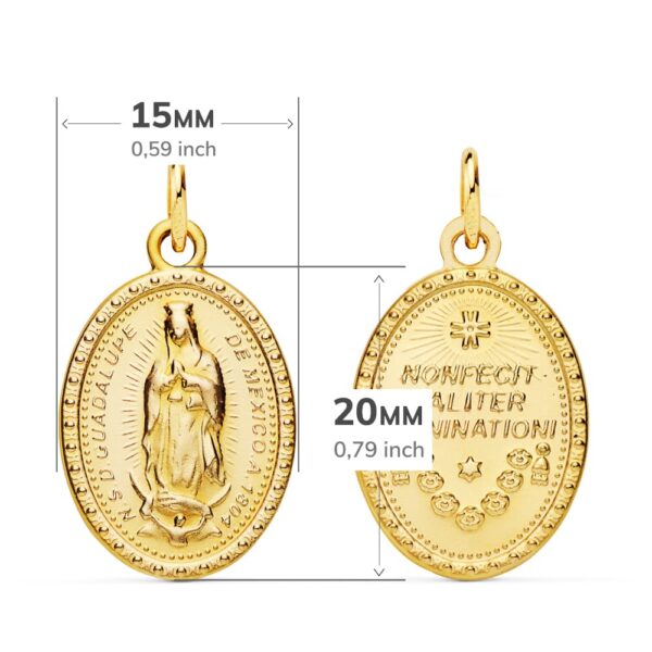 18K ESCAPULARIO ORO AMARILLO VIRGEN DE GUADALUPE 23X15 MM - Imagen 2
