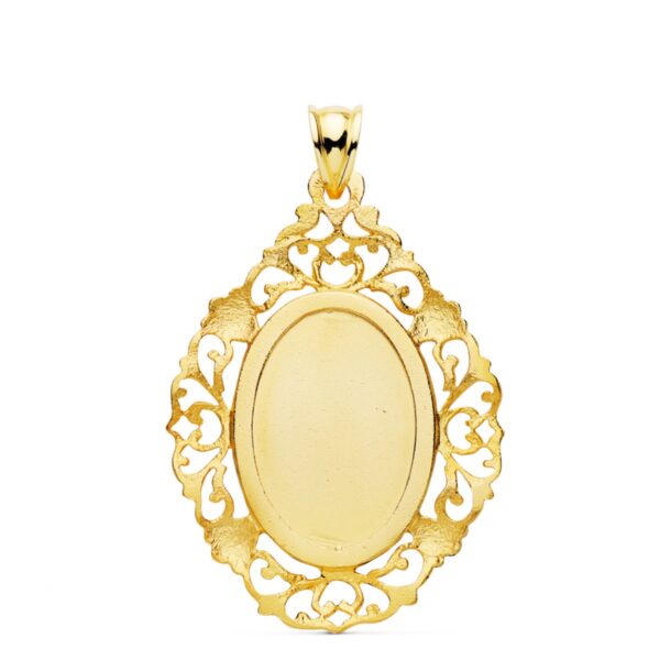18K MEDALLA ORO AMARILLO VIRGEN DE GUADALUPE CERCO 36X26 MM - Imagen 2