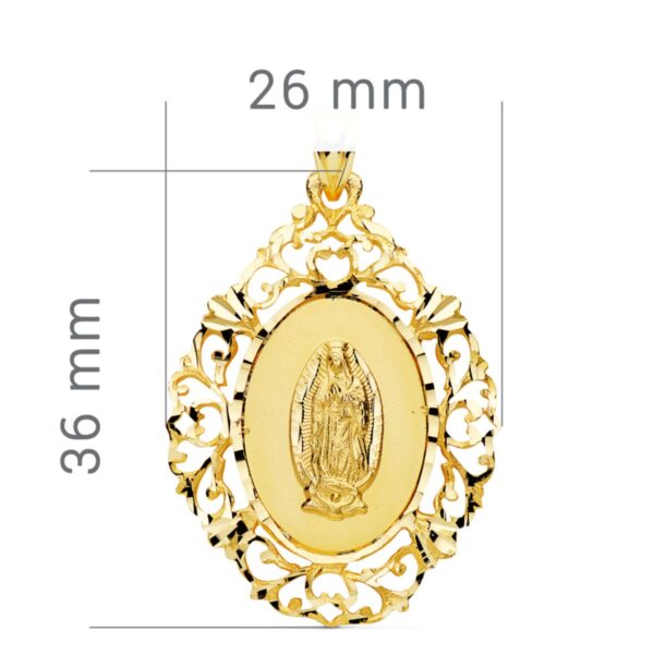 18K MEDALLA ORO AMARILLO VIRGEN DE GUADALUPE CERCO 36X26 MM - Imagen 3