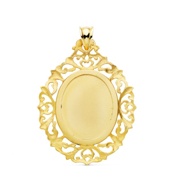 18K MEDALLA ORO AMARILLO VIRGEN GUADALUPE CERCO FILIGRANA 39X30 MM - Imagen 2