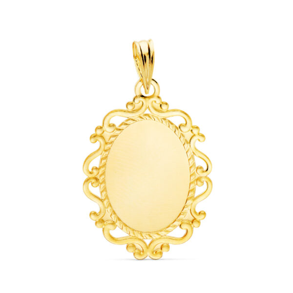 9K MEDALLA ORO AMARILLO VIRGEN DE LA MILAGROSA CERCO EN FRANCES 23X16 MM 1.15GR - Imagen 2