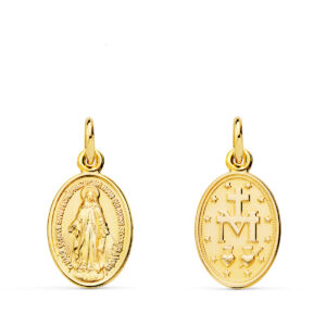 18K MEDALLA ORO AMARILLO VIRGEN MILAGROSA OVAL 14 X 10 MM