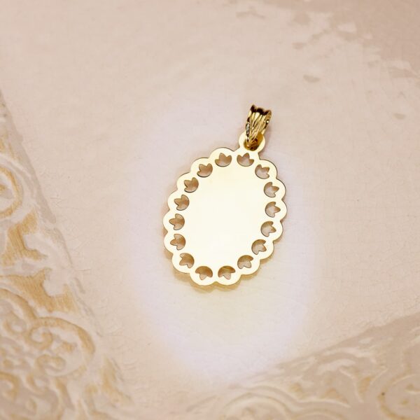 18K MEDALLA ORO AMARILLO VIRGEN MILAGROSA CERCO CALADO 34 X 22 MM - Imagen 3