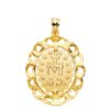 18K MEDALLA ORO AMARILLO VIRGEN MILAGROSA CERCO FILIGRANA TALLADO 30X25 MM - Imagen 2