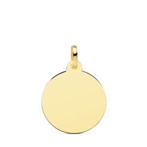 18K PLACA CHAPA DISCO ORO AMARILLO LISO BRILLO 18 MM