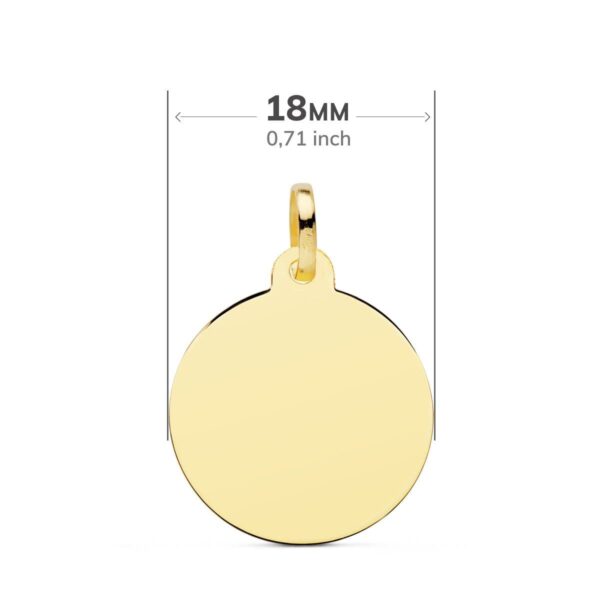 18K PLACA CHAPA DISCO ORO AMARILLO LISO BRILLO 18 MM - Imagen 2