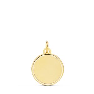 18K PLACA CHAPA DISCO ORO AMARILLO MATE BISEL 14 MM
