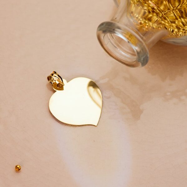 18K PLACA CHAPA ORO AMARILLO CORAZON BRILLO 26X23 MM - Imagen 2