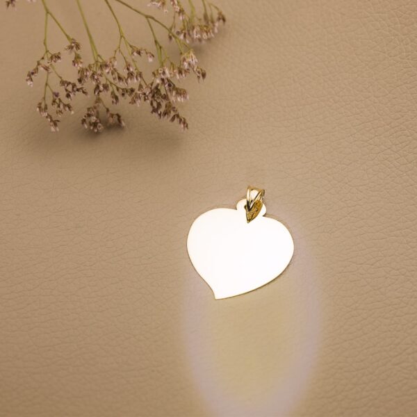 18K PLACA CHAPA ORO AMARILLO CORAZON BRILLO 28X28 MM - Imagen 2
