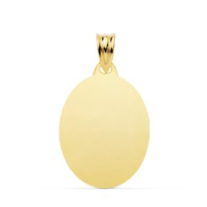 18K PLACA CHAPA OVAL ORO AMARILLO BRILLO 23X18 MM