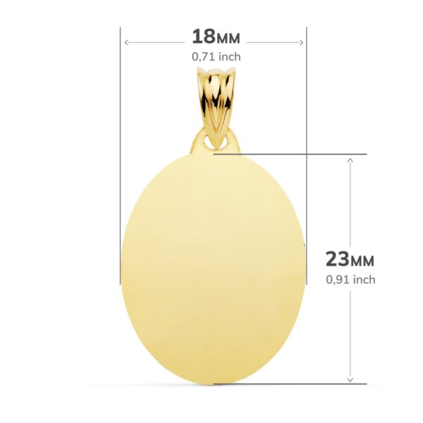 18K PLACA CHAPA OVAL ORO AMARILLO BRILLO 23X18 MM - Imagen 2