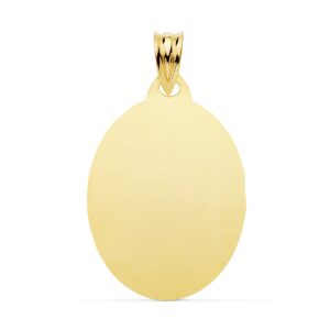 9K PLACA CHAPA OVAL ORO AMARILLO BRILLO 26X20 MM
