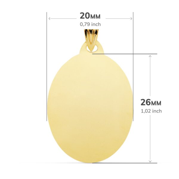 9K PLACA CHAPA OVAL ORO AMARILLO BRILLO 26X20 MM - Imagen 2