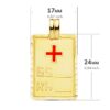 18K COLGANTE ORO AMARILLO PLACA CHAPA GRUPO SANGUINEO RH GRANDE 24X17 MM - Imagen 2