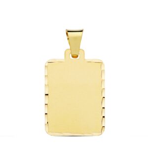 18K PLACA CHAPA ORO AMARILLO MATE TALLADA 24X19 MM