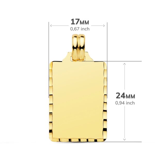 9K PLACA CHAPA ORO AMARILLO LISA ALTO BRILLO TALLADA 24X14 MM - Imagen 2