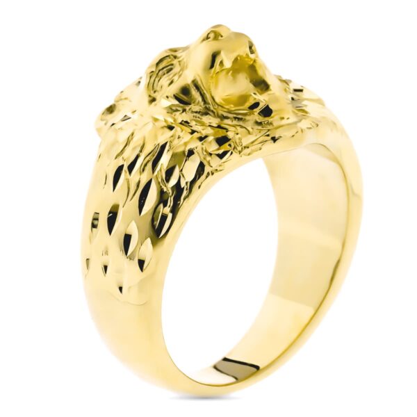 18K SELLO ORO AMARILLO LEON TALLADO ANCHO TOTAL 17 MM - Imagen 2