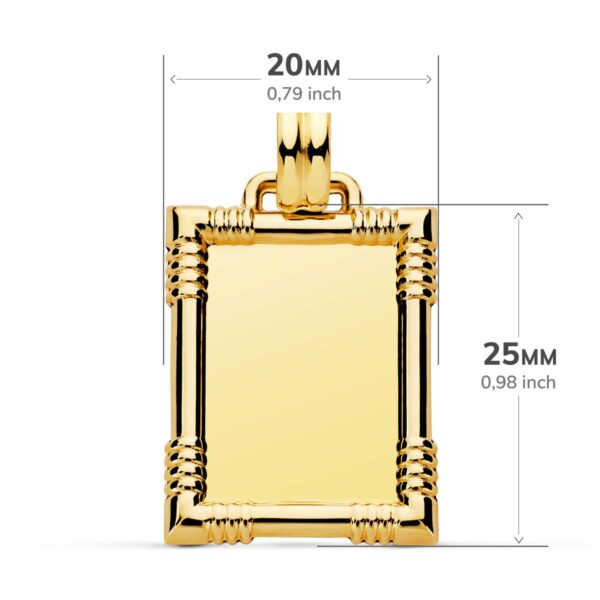 9K CHAPA ORO AMARILLO EN BRILLO CON BORDE. 25X20 MM - Imagen 2