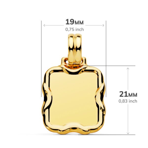 9K PLACA CHAPA ORO AMARILLO RECTANGULAR 23X19 MM - Imagen 2