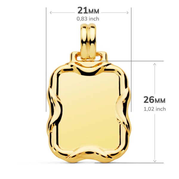 18K PLACA CHAPA RECTANGULAR ORO AMARILLO BRILLO 26X21 MM - Imagen 2