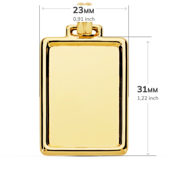 18K PLACA CHAPA LISA BRILLO BORDE ORO AMARILLO 31X23 MM - Imagen 2