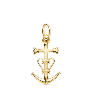 18K COLGANTE CRUZ DE LA CAMARGA ORO AMARILLO. 23 X 13 MM