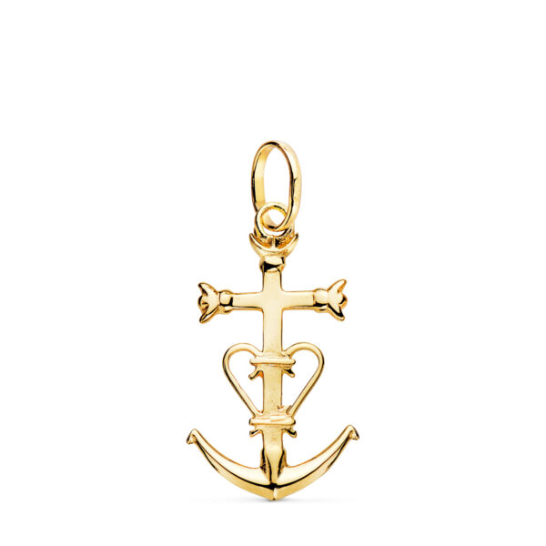 18K COLGANTE CRUZ DE LA CAMARGA ORO AMARILLO. 23 X 13 MM