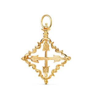18K COLGANTE ORO AMARILLO CRUZ MALLORQUINA 30 X 24 MM