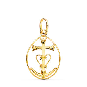 18K COLGANTE ORO AMARILLO CRUZ DE LA CAMARGA CON CERCO. 25 X 17 MM