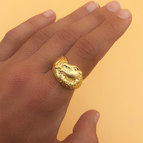 18K SELLO ORO AMARILLO MACIZO DRAGON TALLADO ANCHO 20 MM - Imagen 3