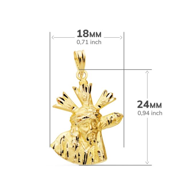 18K COLGANTE CRISTO DEL GRAN PODER SILUETA ORO AMARILLO 24X18 MM - Imagen 2