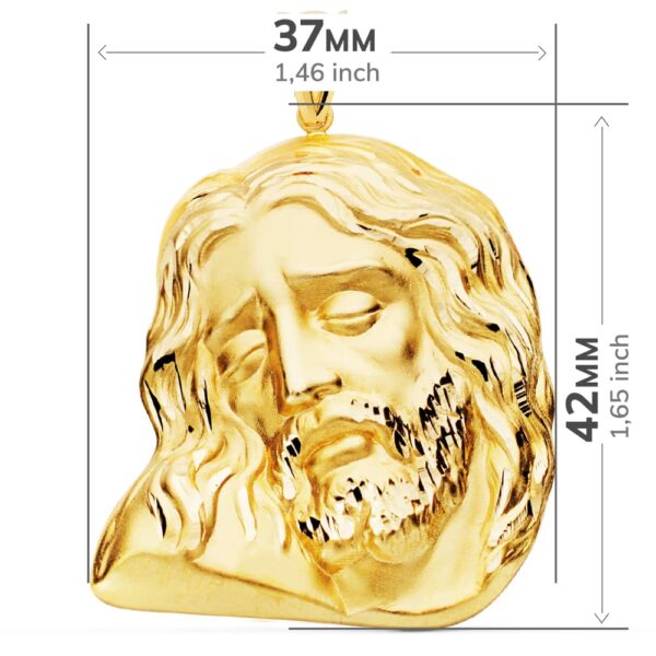 18K COLGANTE ORO AMARILLO CABEZA DE CRISTO 42X35 MM - Imagen 3