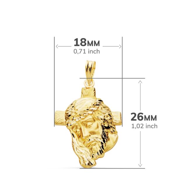 9K COLGANTE COLGANTE ORO AMARILLO CABEZA DE CRISTO CON CRUZ. 26X18 MM - Imagen 3