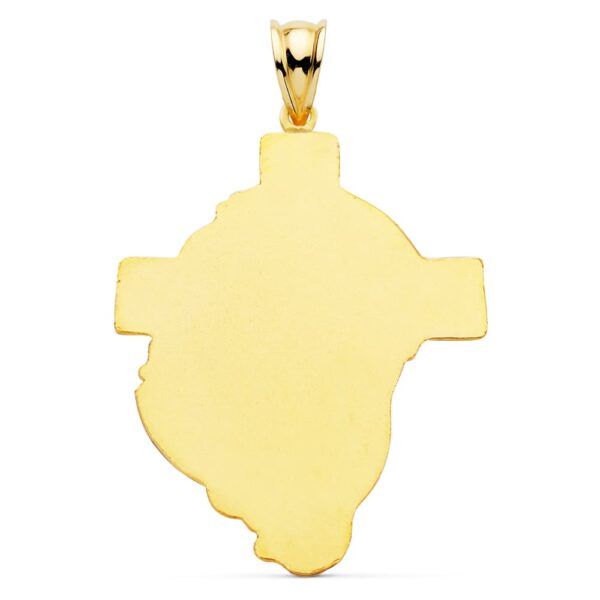 18K COLGANTE ORO AMARILLO CABEZA DE CRISTO CON CRUZ TALLADA 40X30 MM - Imagen 2