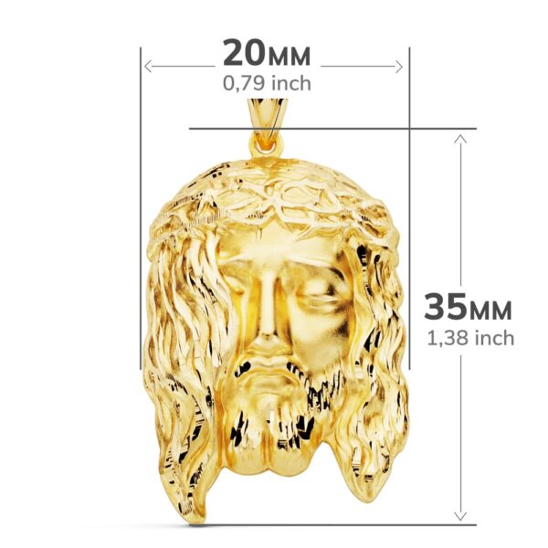 18K COLGANTE ORO AMARILLO CABEZA DE CRISTO 35X20 MM - Imagen 3