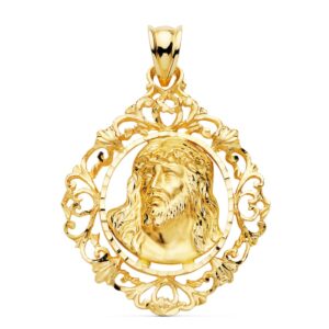 18K COLGANTE CRISTO ORO AMARILLO ESTAMPADO CERCO. 32X29 MM