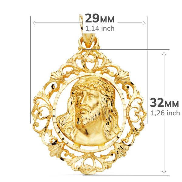 18K COLGANTE CRISTO ORO AMARILLO ESTAMPADO CERCO. 32X29 MM - Imagen 2
