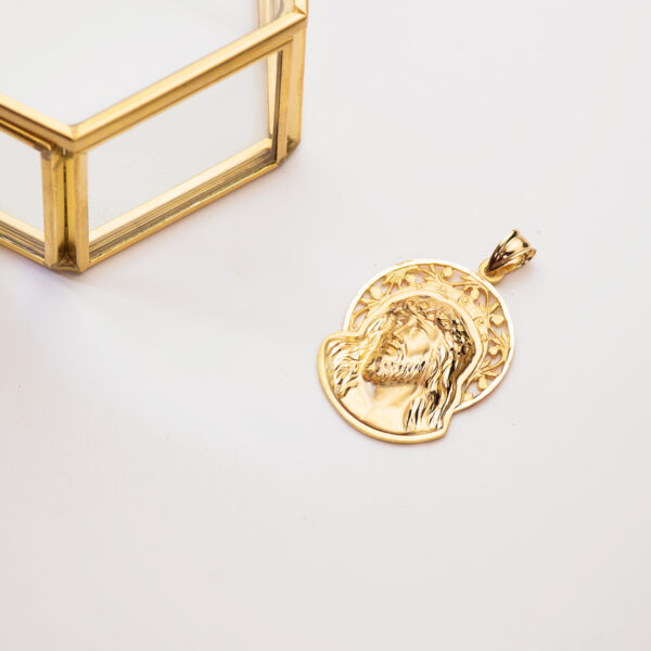 18K COLGANTE COLGANTE ORO AMARILLO CABEZA DE CRISTO ORLA 32X26 MM - Imagen 2